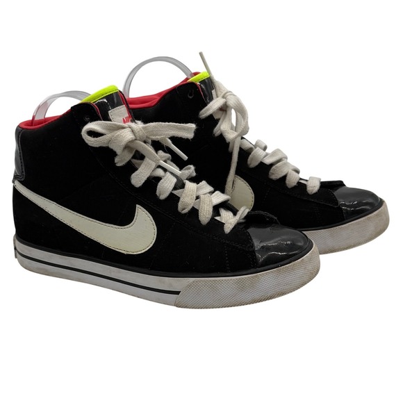 Nike Other - Nike Sweet Classic High Kids 5Y Black Neon Patent Leather Sneakers Athletic Shoe